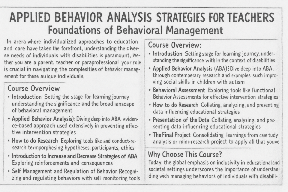 Online Class : Applied Behavior Analysis Strategies for Teachers