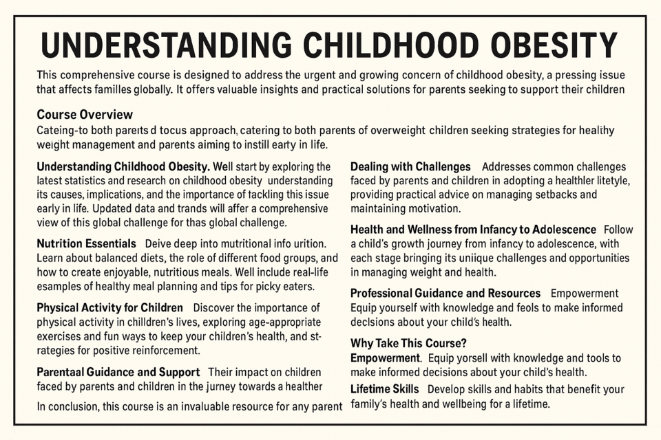 Online Class : Understanding Childhood Obesity