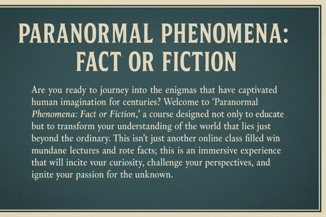 Paranormal Phenomena: Fact or Fiction