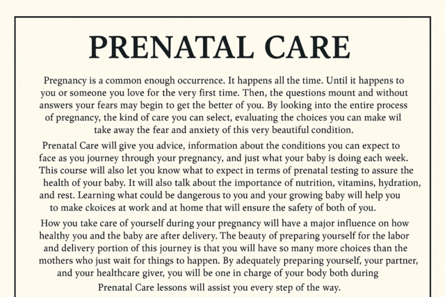 Online Class : Prenatal Care