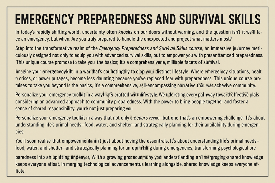 Emergency Preparedness and Survival Skills