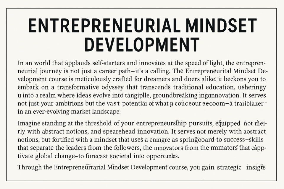 Entrepreneurial Mindset Development